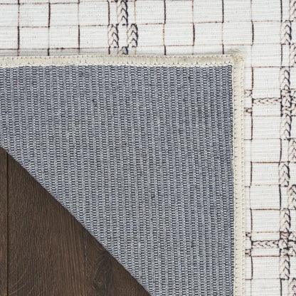 8' X 10' Ivory and Gray Geometric Power Loom Washable Non Skid Area Rug