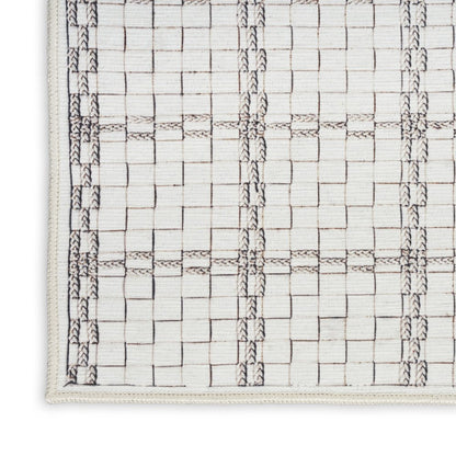 8' X 10' Ivory and Gray Geometric Power Loom Washable Non Skid Area Rug