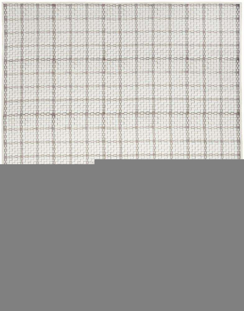 8' X 10' Ivory and Gray Geometric Power Loom Washable Non Skid Area Rug