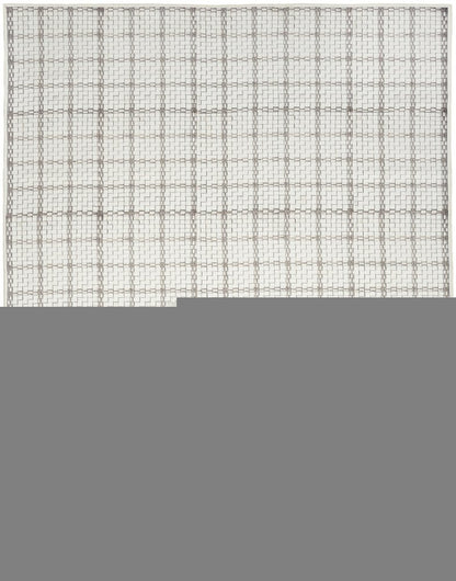 8' X 10' Ivory and Gray Geometric Power Loom Washable Non Skid Area Rug