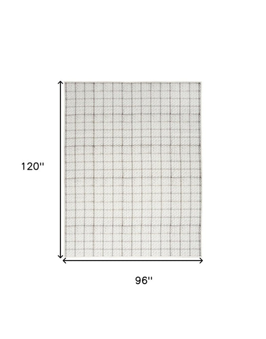 8' X 10' Ivory and Gray Geometric Power Loom Washable Non Skid Area Rug