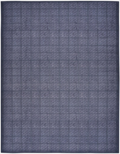 8' X 10' Blue and Gray Geometric Power Loom Washable Non Skid Area Rug