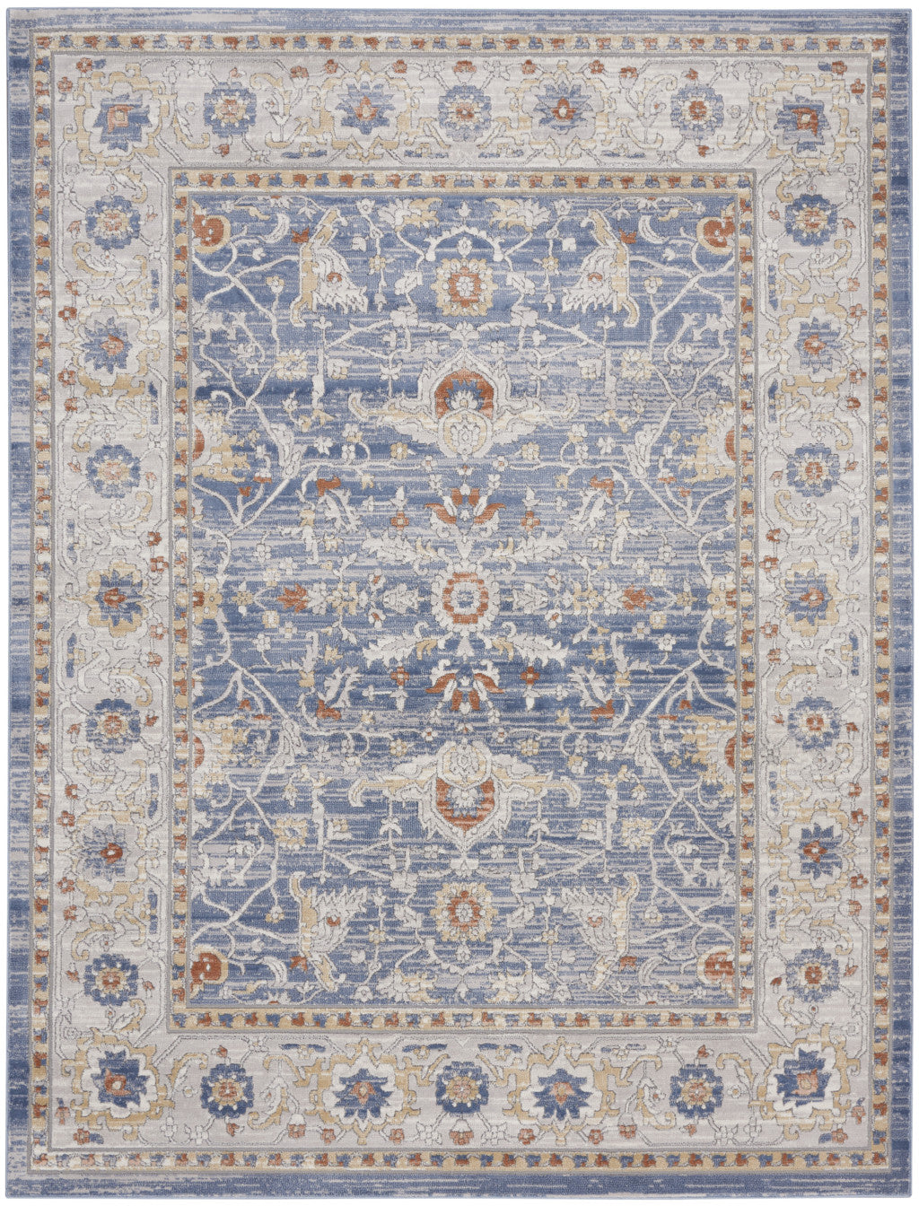 9' X 12' Blue and Gray Oriental Power Loom Area Rug