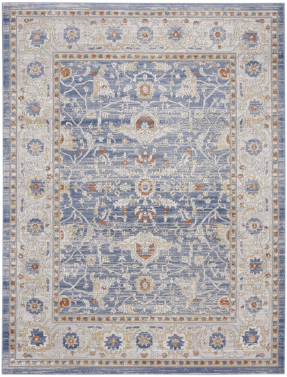 9' X 12' Blue and Gray Oriental Power Loom Area Rug