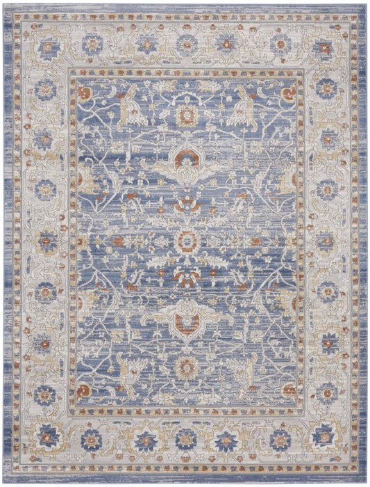 9' X 12' Blue and Gray Oriental Power Loom Area Rug