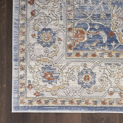 9' X 12' Blue and Gray Oriental Power Loom Area Rug