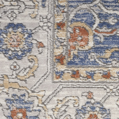 9' X 12' Blue and Gray Oriental Power Loom Area Rug