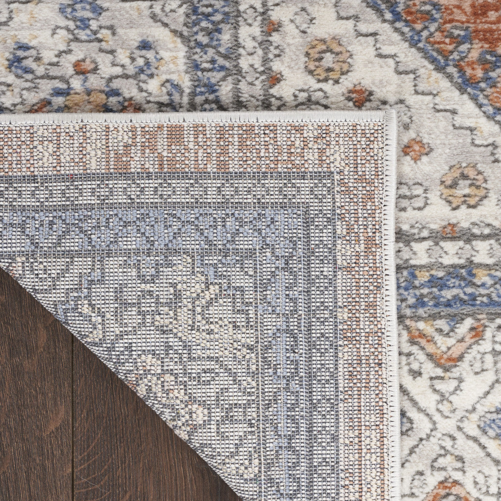 9' X 12' Blue and Beige Oriental Power Loom Area Rug