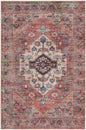 4' X 6' Blue and Red Oriental Power Loom Distressed Washable Non Skid Area Rug