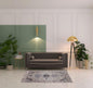 4' X 6' Ivory and Blue Oriental Power Loom Distressed Washable Non Skid Area Rug