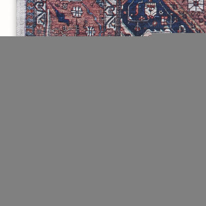 5' X 7' Red and Ivory Oriental Power Loom Distressed Washable Non Skid Area Rug