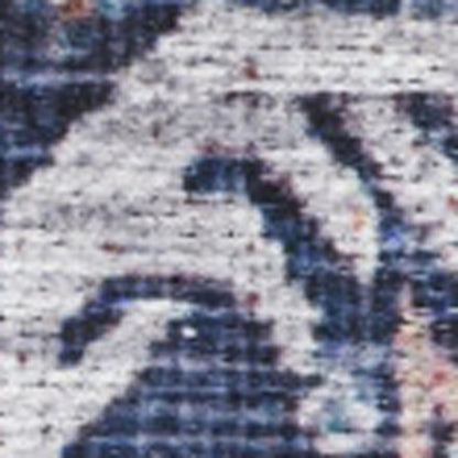 5' X 7' Blue and Red Oriental Power Loom Distressed Washable Non Skid Area Rug