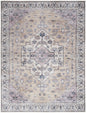 5' X 7' Beige and Gray Oriental Power Loom Distressed Washable Non Skid Area Rug