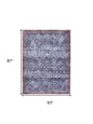 5' X 7' Blue and Red Oriental Power Loom Distressed Washable Non Skid Area Rug