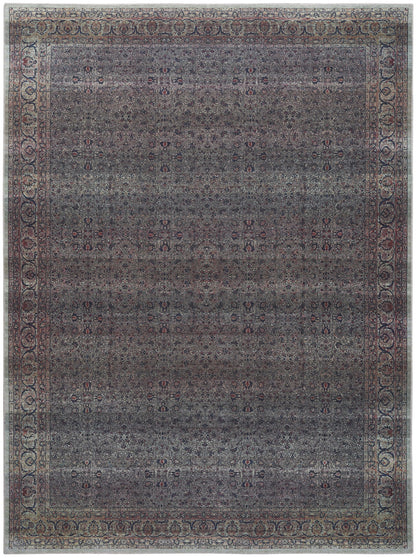 5' X 7' Blue and Brown Oriental Power Loom Distressed Washable Non Skid Area Rug