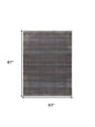 5' X 7' Blue and Brown Oriental Power Loom Distressed Washable Non Skid Area Rug