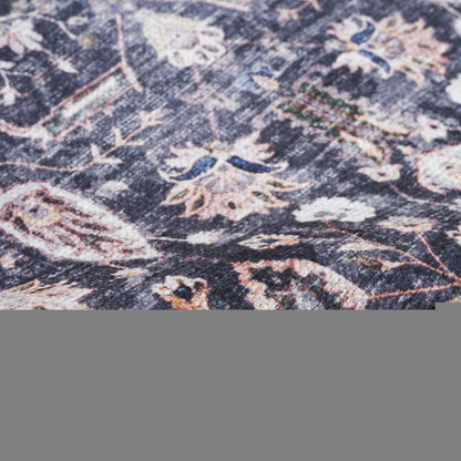5' X 7' Blue and Ivory Oriental Power Loom Distressed Washable Non Skid Area Rug