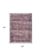 5' X 7' Red and Ivory Oriental Power Loom Distressed Washable Non Skid Area Rug