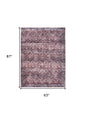 5' X 7' Red and Ivory Oriental Power Loom Distressed Washable Non Skid Area Rug