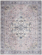 5' X 7' Pink and Blue Oriental Power Loom Distressed Washable Non Skid Area Rug