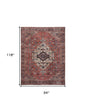 8' X 10' Blue and Red Oriental Power Loom Distressed Washable Non Skid Area Rug