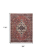 8' X 10' Blue and Red Oriental Power Loom Distressed Washable Non Skid Area Rug