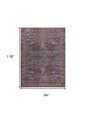 8' X 10' Blue and Red Oriental Power Loom Distressed Washable Non Skid Area Rug