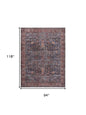 8' X 10' Blue and Red Oriental Power Loom Distressed Washable Non Skid Area Rug