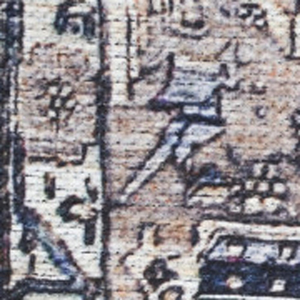 8' X 10' Ivory and Blue Oriental Power Loom Distressed Washable Non Skid Area Rug