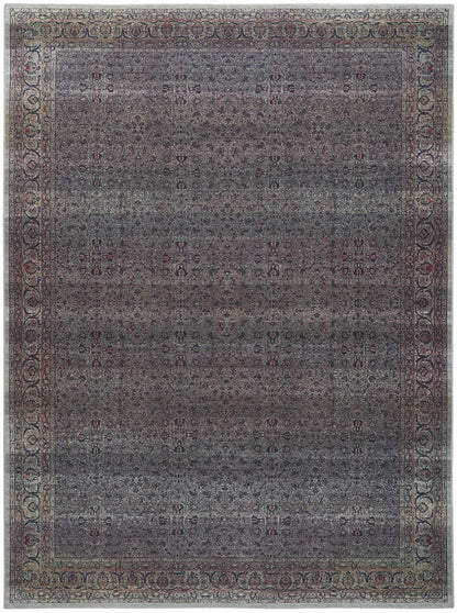 8' X 10' Blue and Brown Oriental Power Loom Distressed Washable Non Skid Area Rug