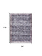 8' X 10' Blue and Ivory Oriental Power Loom Distressed Washable Non Skid Area Rug