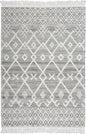 4' X 6' Gray and Ivory Geometric Hand Woven Area Rug With Fringe