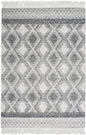 4' X 6' Gray and Ivory Geometric Hand Woven Area Rug With Fringe