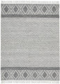 8' X 11' Gray and Ivory Geometric Hand Woven Area Rug With Fringe