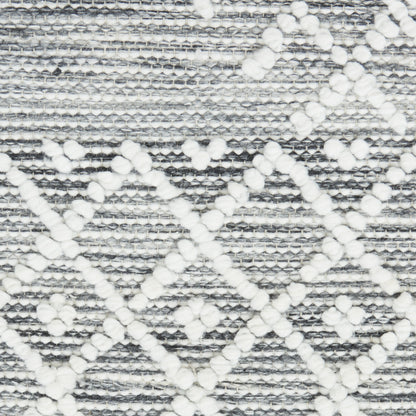 8' X 11' Gray and Ivory Geometric Hand Woven Area Rug With Fringe