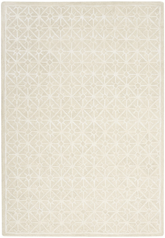 4' X 6' Ivory and Tan Geometric Hand Tufted Area Rug