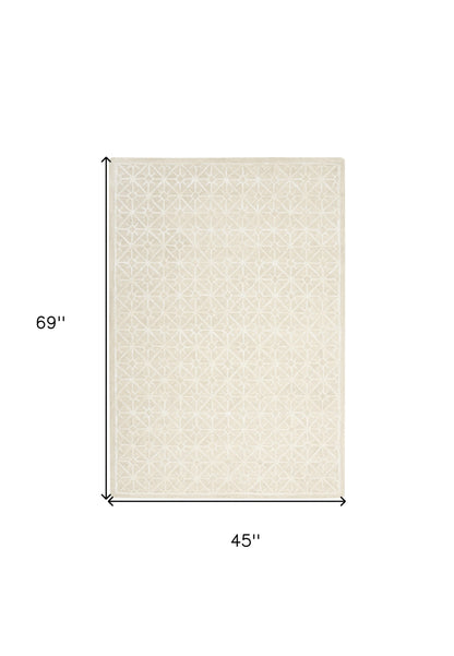 4' X 6' Ivory and Tan Geometric Hand Tufted Area Rug