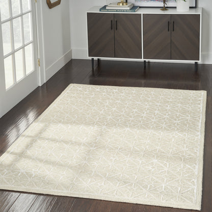 4' X 6' Ivory and Tan Geometric Hand Tufted Area Rug