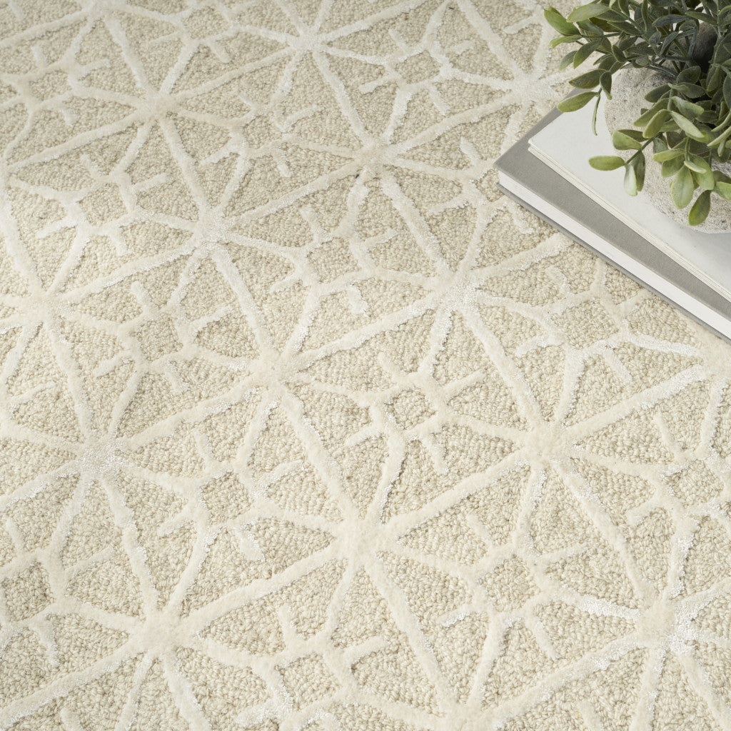 4' X 6' Ivory and Tan Geometric Hand Tufted Area Rug