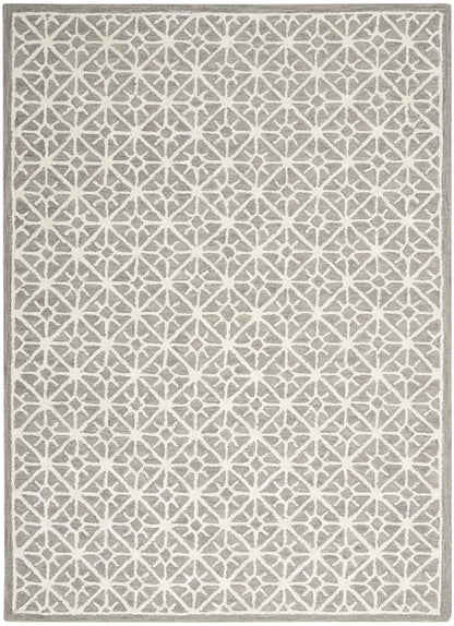 4' X 6' Gray and Ivory Geometric Hand Tufted Area Rug