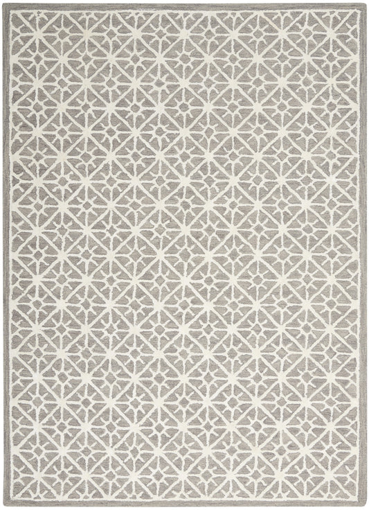 4' X 6' Gray and Ivory Geometric Hand Tufted Area Rug