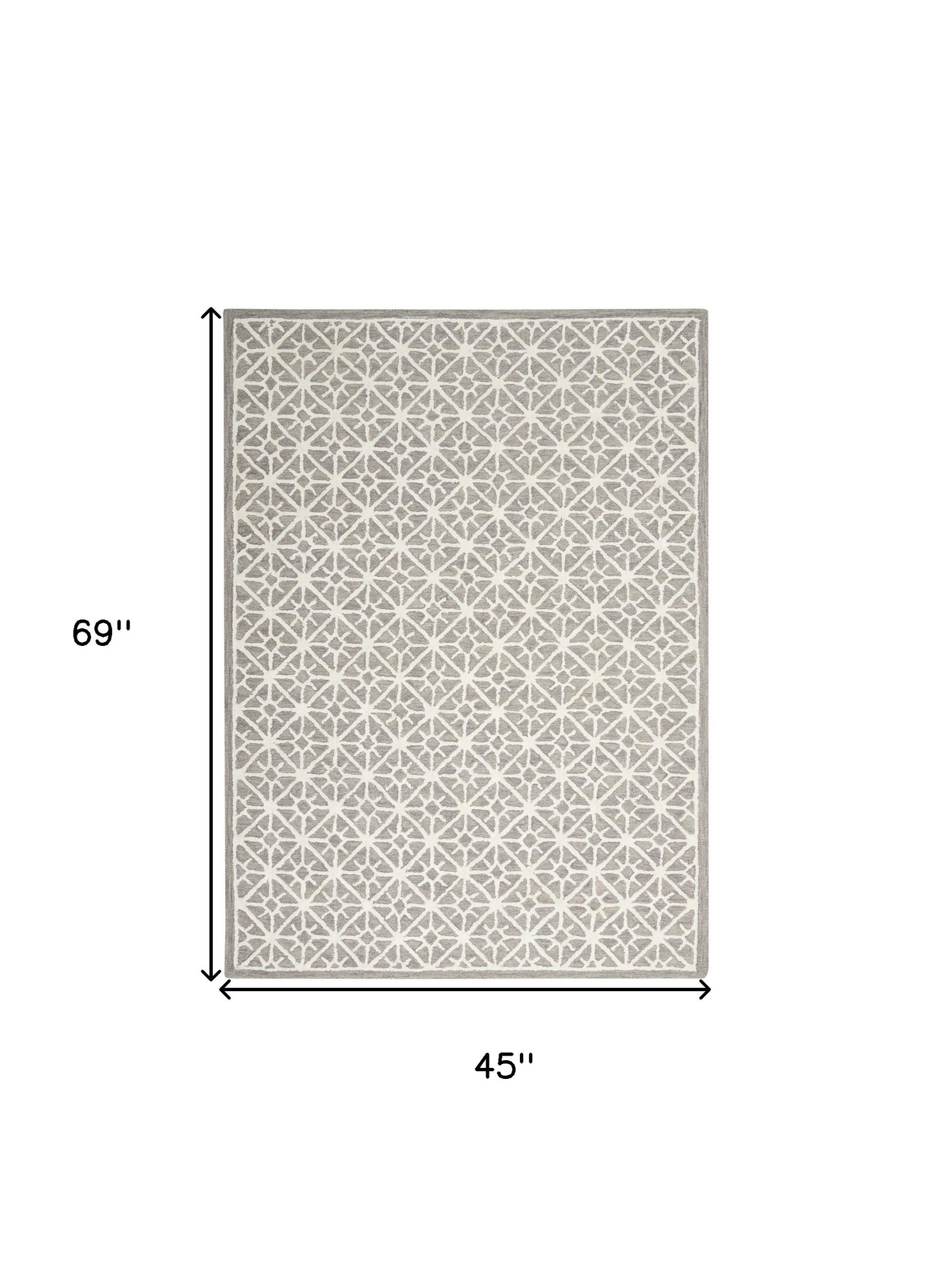 4' X 6' Gray and Ivory Geometric Hand Tufted Area Rug