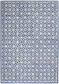 4' X 6' Blue and Off White Geometric Hand Tufted Area Rug