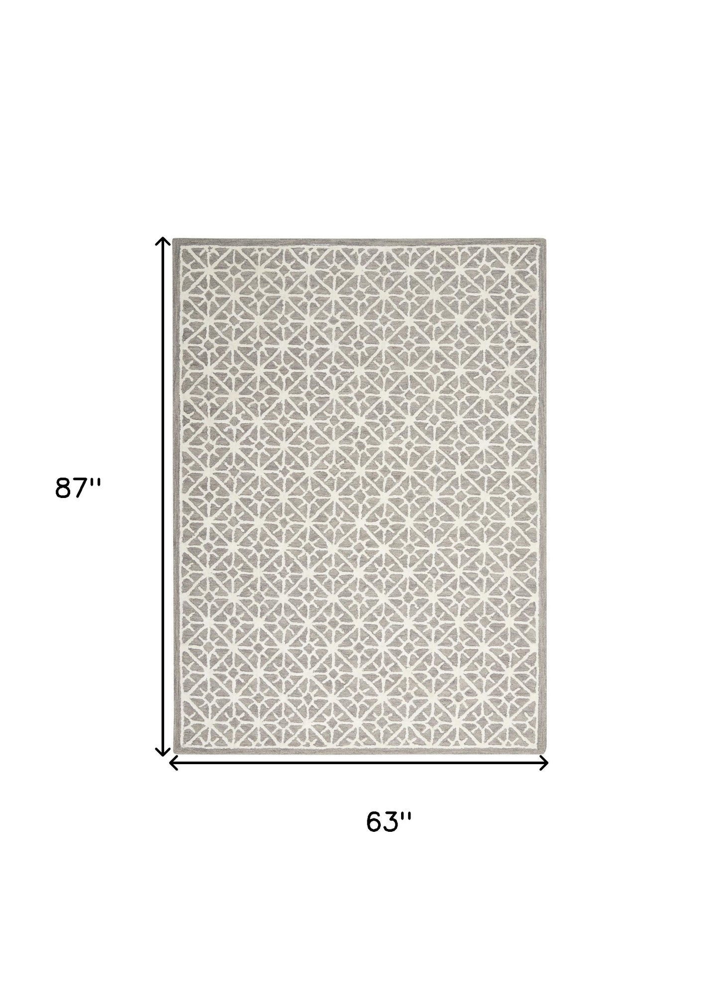 5' X 7' Gray and Ivory Geometric Hand Tufted Area Rug