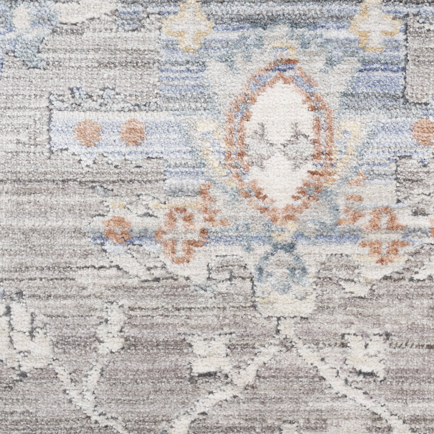 3' X 5' Ivory Blue and Gray Oriental Power Loom Distressed Area Rug