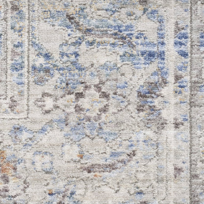 12' Gray and Gold Oriental Power Loom Distressed Runner Rug