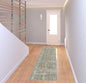 8' Beige Ivory and Gray Oriental Power Loom Distressed Runner Rug With Fringe