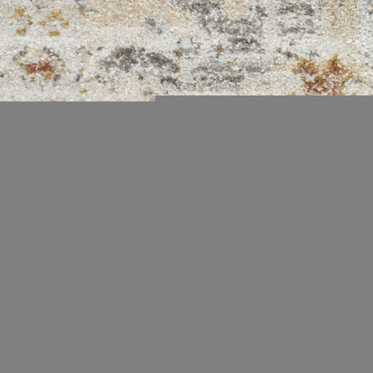 8' Beige and Ivory Oriental Power Loom Distressed Runner Rug With Fringe