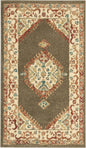 3' X 5' Ivory and Brown Oriental Power Loom Area Rug