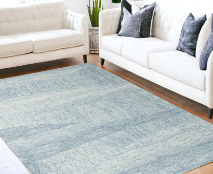 5' X 7' Blue Wool Abstract Hand Tufted Area Rug